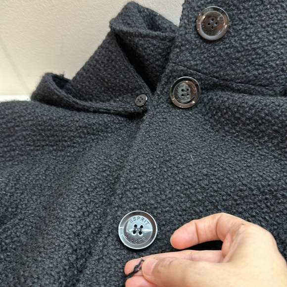 Preloved Esprit Black Coat with Pockets and Hoodie - Picture 9 of 12